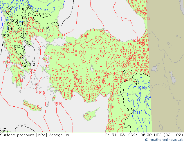 Surface pressure Arpege-eu Fr 31.05.2024 06 UTC