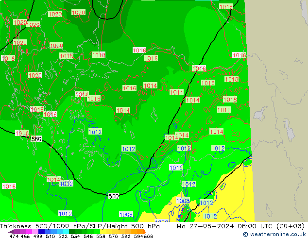 Thck 500-1000hPa Arpege-eu lun 27.05.2024 06 UTC