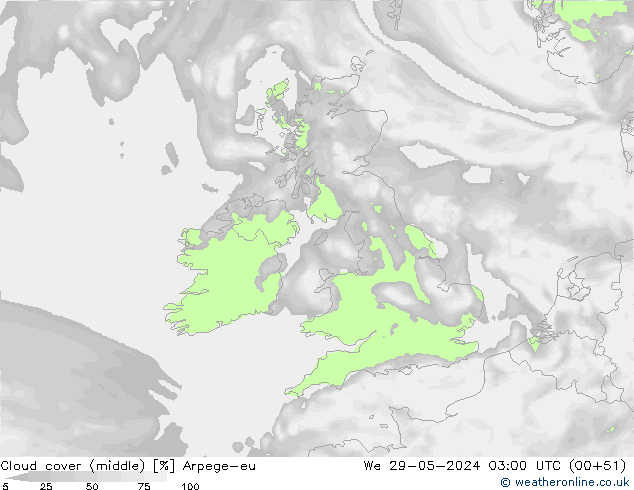 Bewolking (Middelb.) Arpege-eu wo 29.05.2024 03 UTC