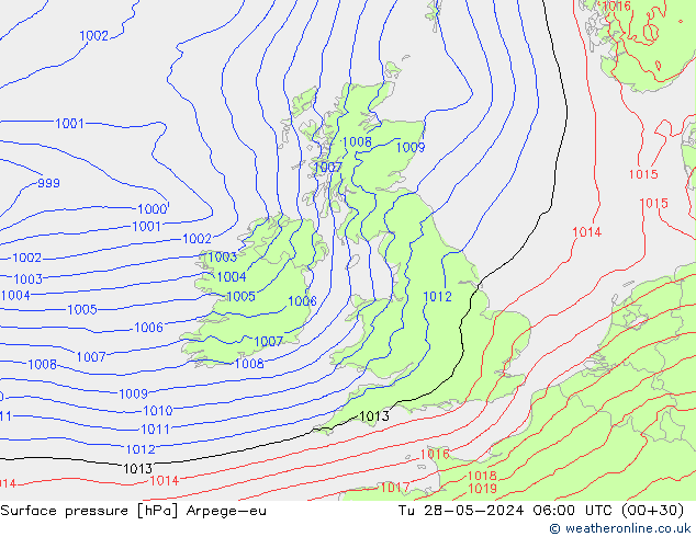 Bodendruck Arpege-eu Di 28.05.2024 06 UTC