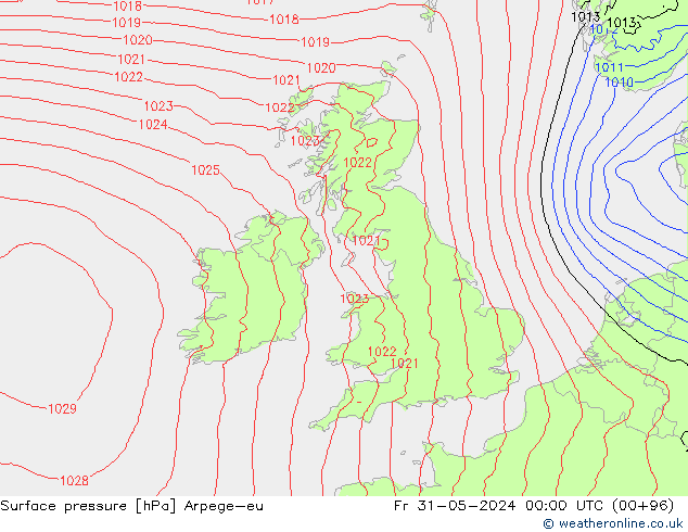 приземное давление Arpege-eu пт 31.05.2024 00 UTC