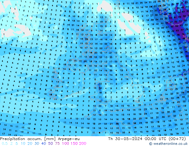 Toplam Yağış Arpege-eu Per 30.05.2024 00 UTC