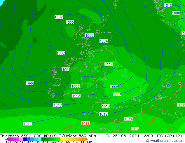 Thck 850-1000 hPa Arpege-eu Út 28.05.2024 18 UTC