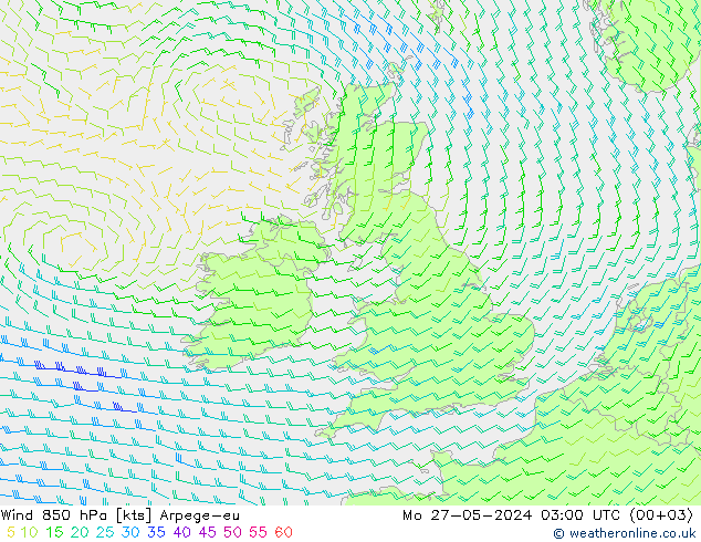 Rüzgar 850 hPa Arpege-eu Pzt 27.05.2024 03 UTC