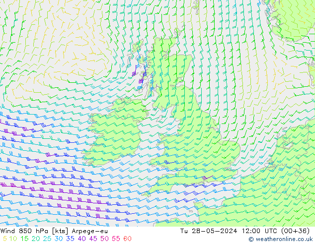 Viento 850 hPa Arpege-eu mar 28.05.2024 12 UTC