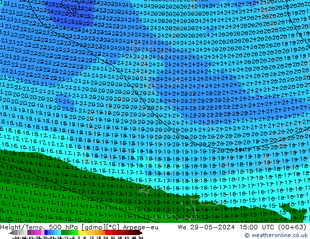 Height/Temp. 500 hPa Arpege-eu  29.05.2024 15 UTC