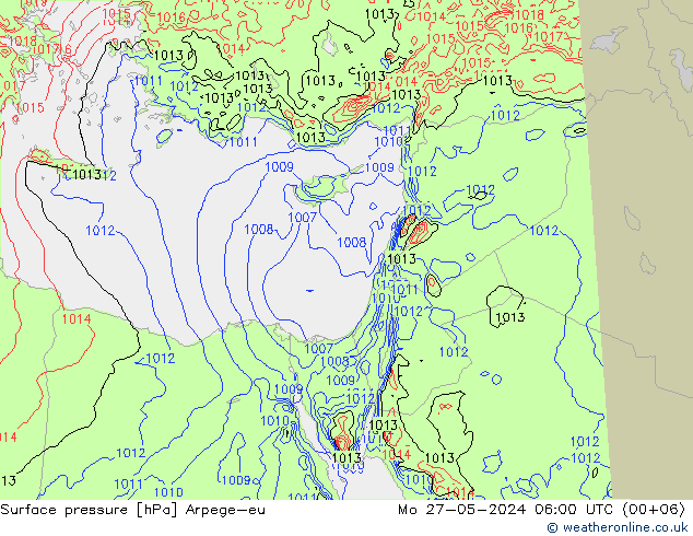 Atmosférický tlak Arpege-eu Po 27.05.2024 06 UTC