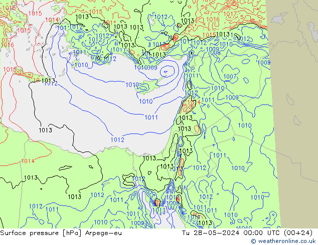 Surface pressure Arpege-eu Tu 28.05.2024 00 UTC