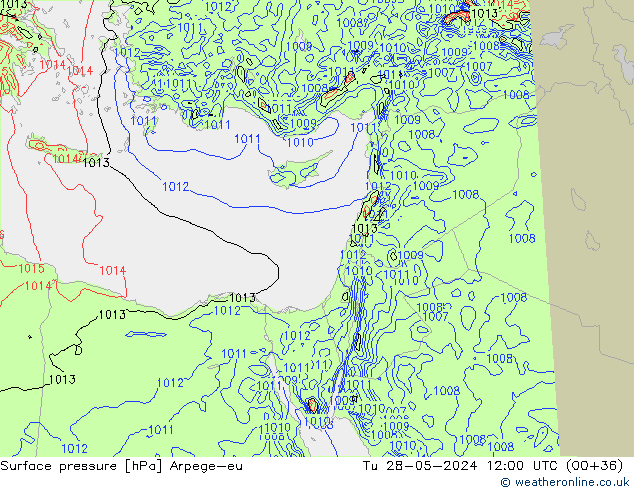 Surface pressure Arpege-eu Tu 28.05.2024 12 UTC