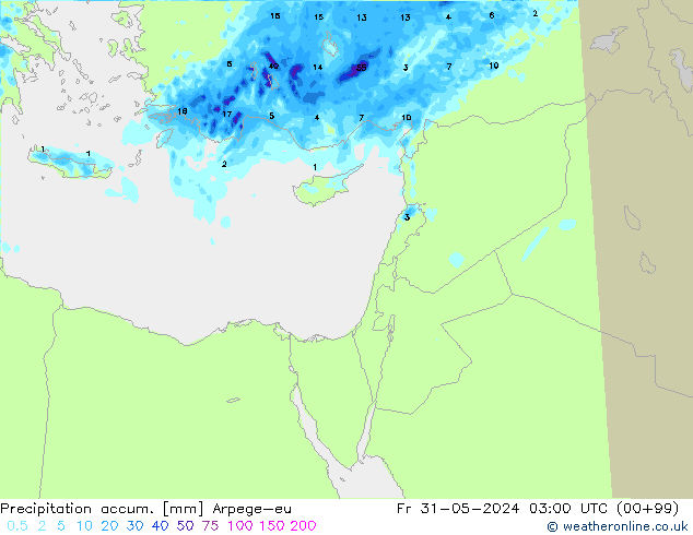 Precipitation accum. Arpege-eu пт 31.05.2024 03 UTC