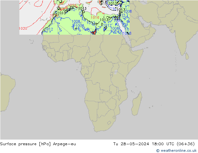 Surface pressure Arpege-eu Tu 28.05.2024 18 UTC