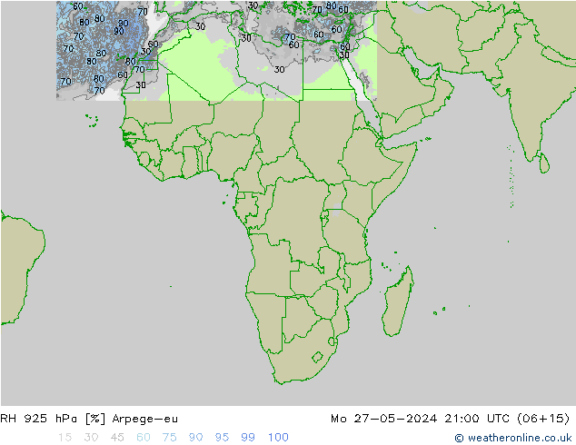 RH 925 hPa Arpege-eu Mo 27.05.2024 21 UTC