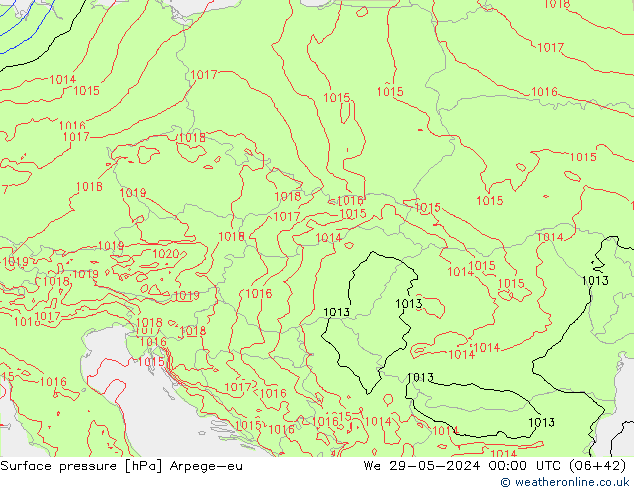 Atmosférický tlak Arpege-eu St 29.05.2024 00 UTC