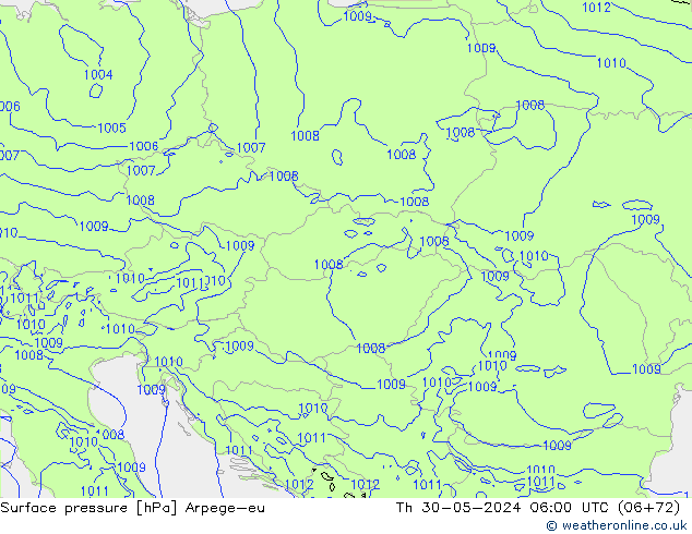 приземное давление Arpege-eu чт 30.05.2024 06 UTC