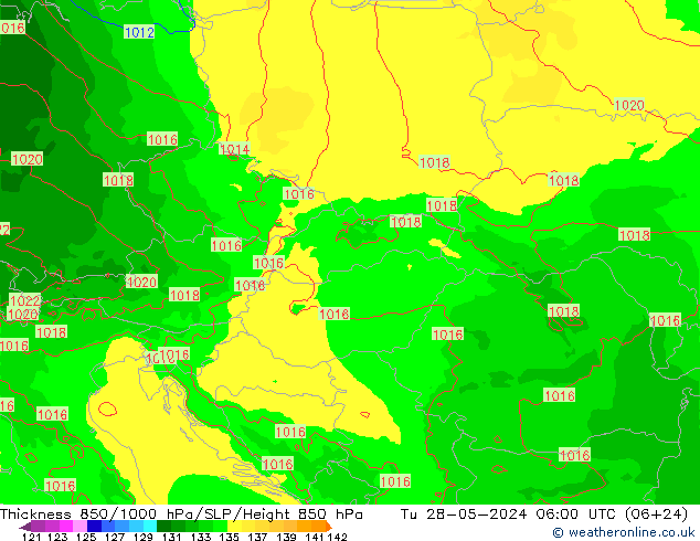 Thck 850-1000 hPa Arpege-eu Tu 28.05.2024 06 UTC