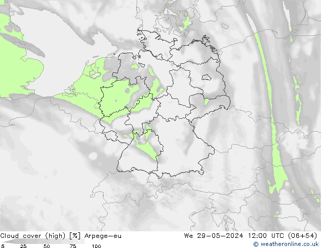 Bewolking (Hoog) Arpege-eu wo 29.05.2024 12 UTC