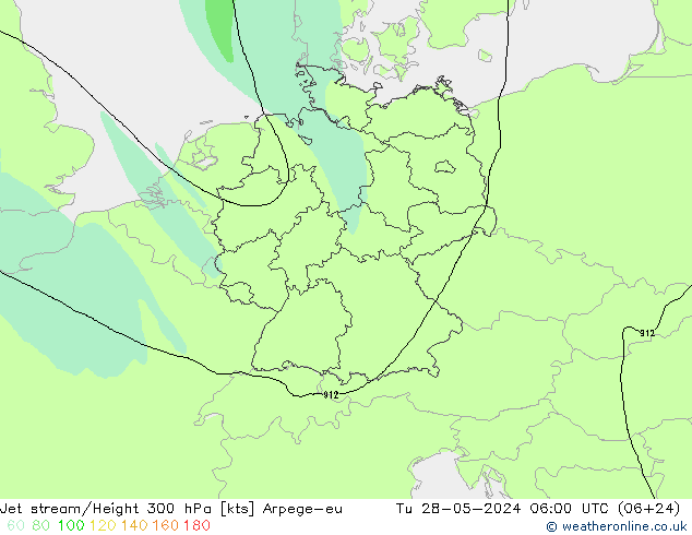 Jet stream/Height 300 hPa Arpege-eu Tu 28.05.2024 06 UTC