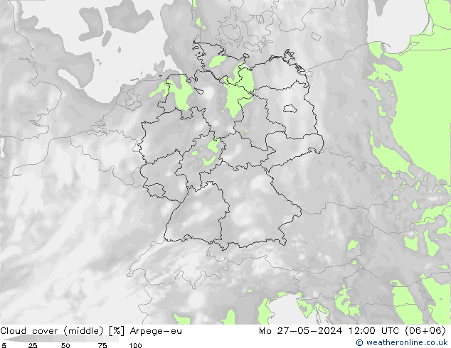 Wolken (mittel) Arpege-eu Mo 27.05.2024 12 UTC