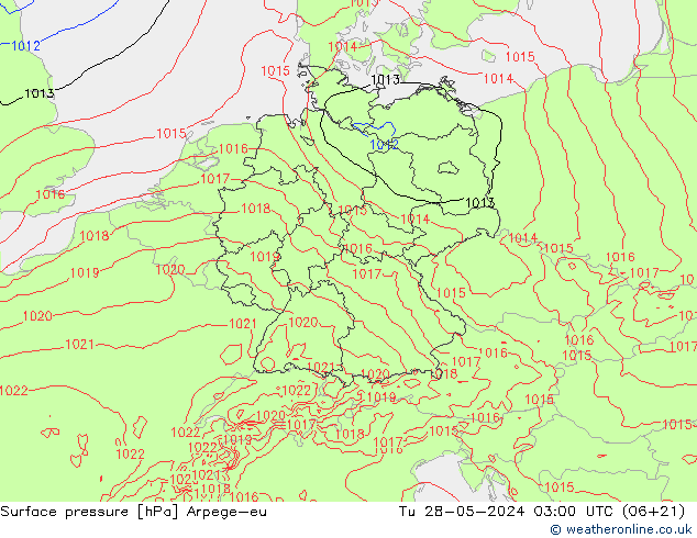 Surface pressure Arpege-eu Tu 28.05.2024 03 UTC