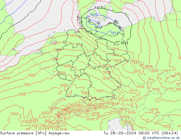 Presión superficial Arpege-eu mar 28.05.2024 06 UTC