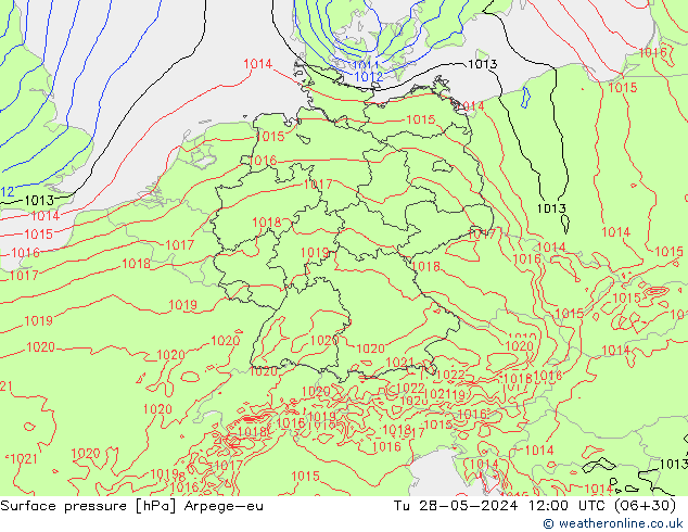 приземное давление Arpege-eu вт 28.05.2024 12 UTC
