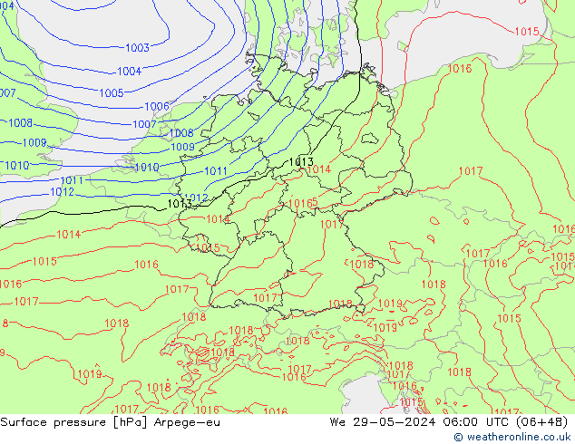 Surface pressure Arpege-eu We 29.05.2024 06 UTC