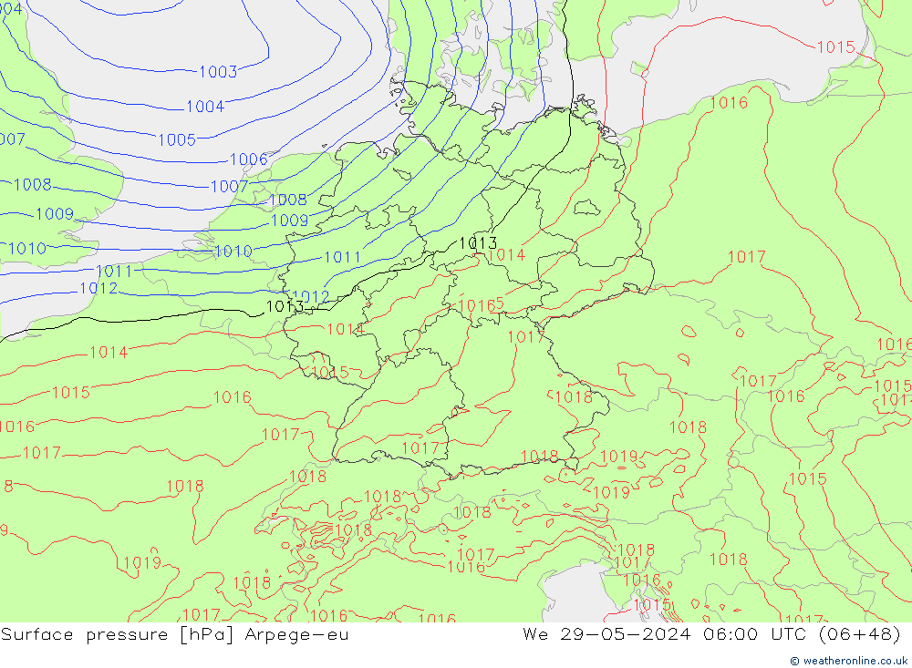 приземное давление Arpege-eu ср 29.05.2024 06 UTC