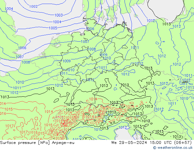pressão do solo Arpege-eu Qua 29.05.2024 15 UTC