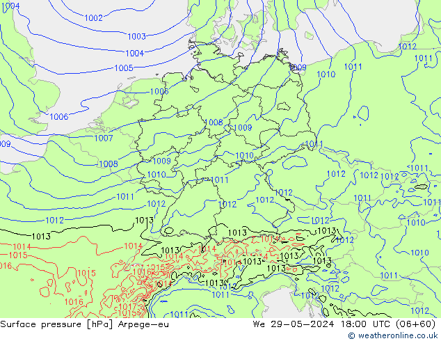 Luchtdruk (Grond) Arpege-eu wo 29.05.2024 18 UTC