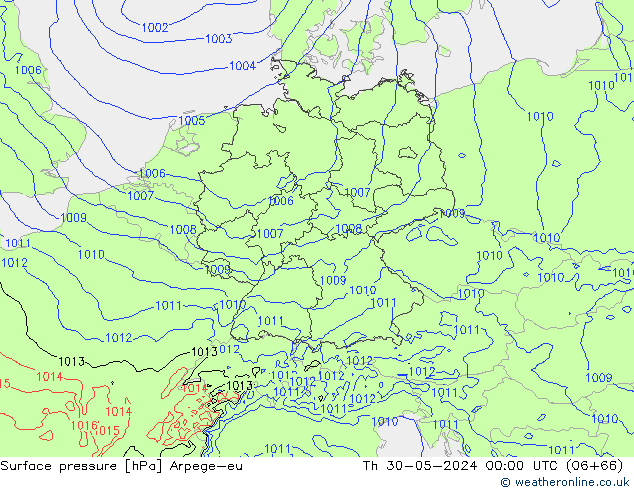 Surface pressure Arpege-eu Th 30.05.2024 00 UTC