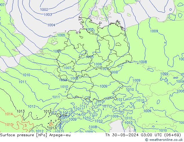 Luchtdruk (Grond) Arpege-eu do 30.05.2024 03 UTC