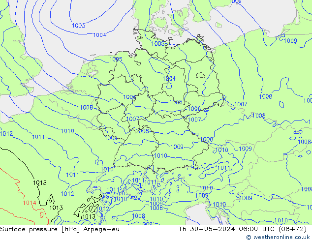 Surface pressure Arpege-eu Th 30.05.2024 06 UTC