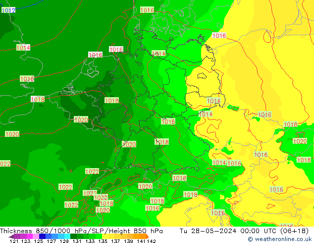 Thck 850-1000 hPa Arpege-eu Út 28.05.2024 00 UTC