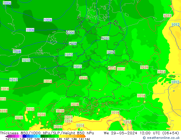 Thck 850-1000 hPa Arpege-eu St 29.05.2024 12 UTC