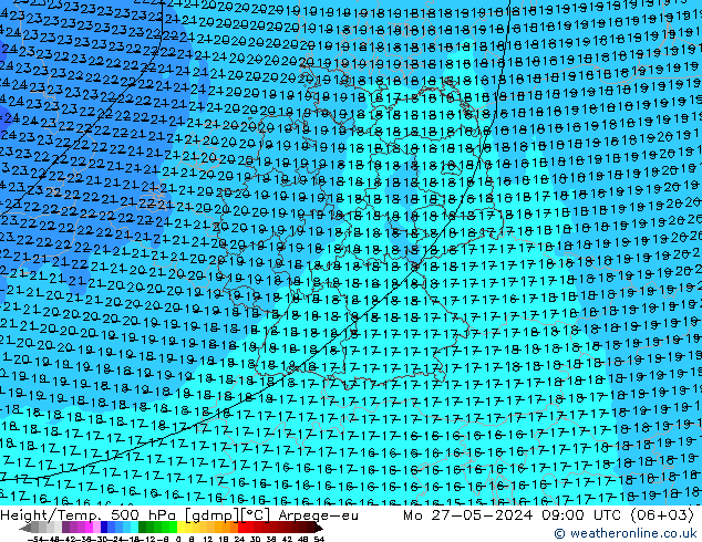 Géop./Temp. 500 hPa Arpege-eu lun 27.05.2024 09 UTC