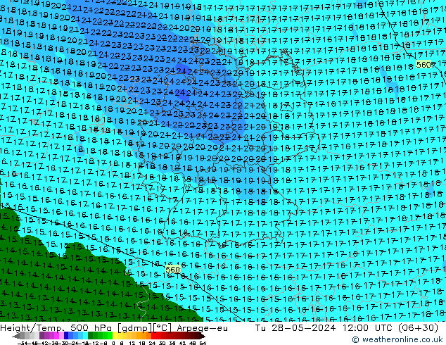 Height/Temp. 500 hPa Arpege-eu Ter 28.05.2024 12 UTC