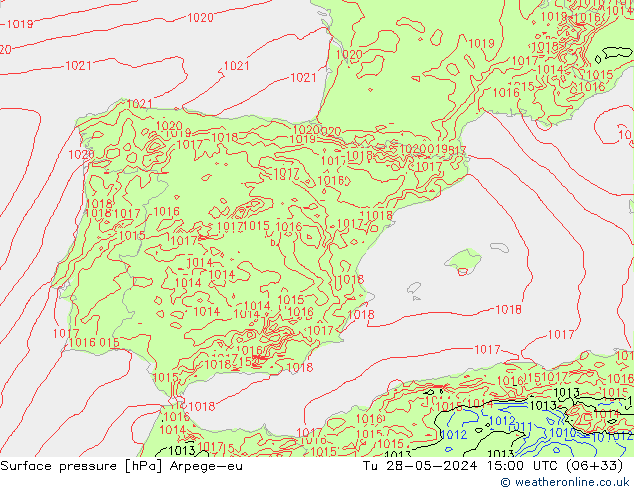 Surface pressure Arpege-eu Tu 28.05.2024 15 UTC