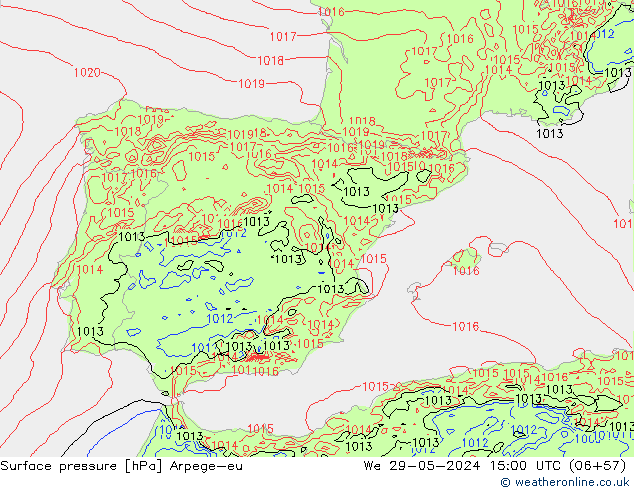 pression de l'air Arpege-eu mer 29.05.2024 15 UTC