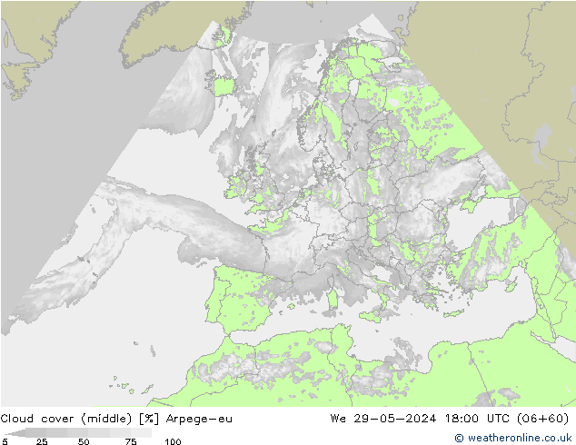 Wolken (mittel) Arpege-eu Mi 29.05.2024 18 UTC