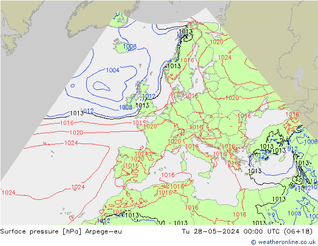 приземное давление Arpege-eu вт 28.05.2024 00 UTC