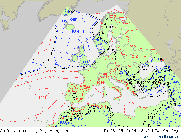 Bodendruck Arpege-eu Di 28.05.2024 18 UTC