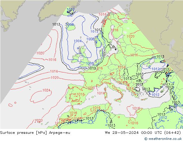 Surface pressure Arpege-eu We 29.05.2024 00 UTC