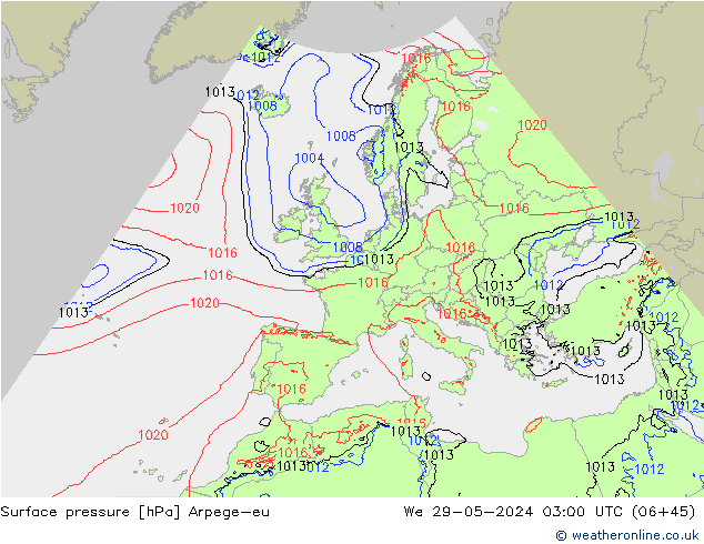 Atmosférický tlak Arpege-eu St 29.05.2024 03 UTC