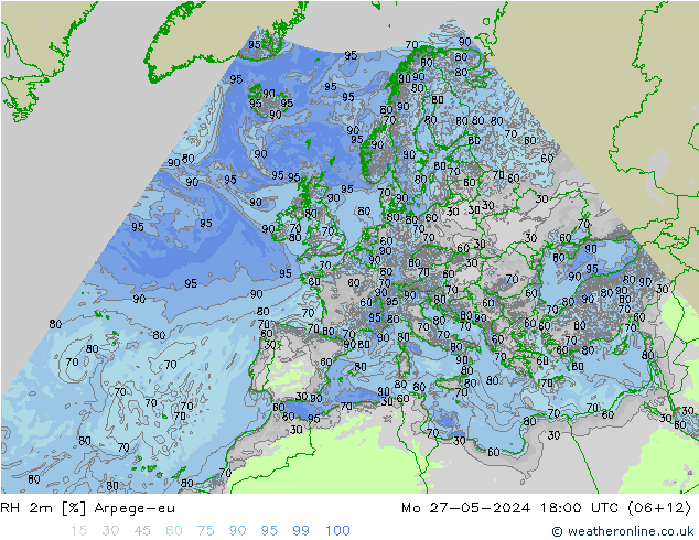 RH 2m Arpege-eu  27.05.2024 18 UTC