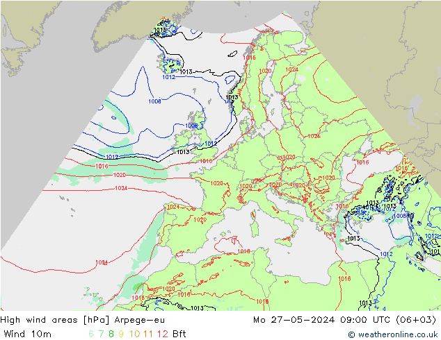 High wind areas Arpege-eu lun 27.05.2024 09 UTC