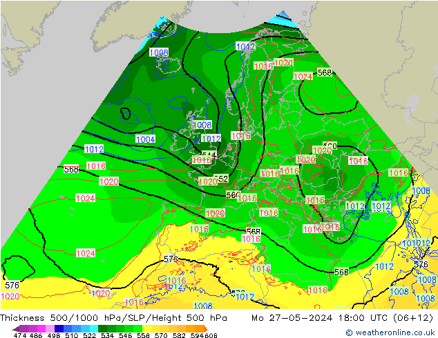 500-1000 hPa Kalınlığı Arpege-eu Pzt 27.05.2024 18 UTC