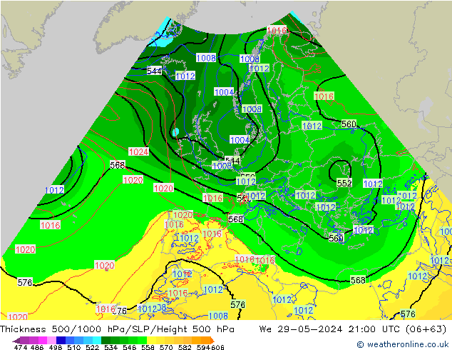 Thck 500-1000hPa Arpege-eu We 29.05.2024 21 UTC