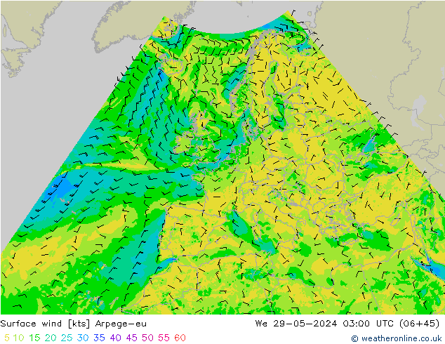 ветер 10 m Arpege-eu ср 29.05.2024 03 UTC