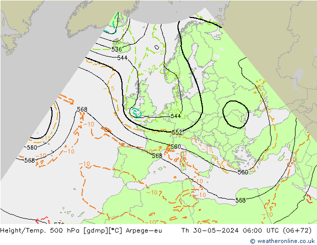 Yükseklik/Sıc. 500 hPa Arpege-eu Per 30.05.2024 06 UTC