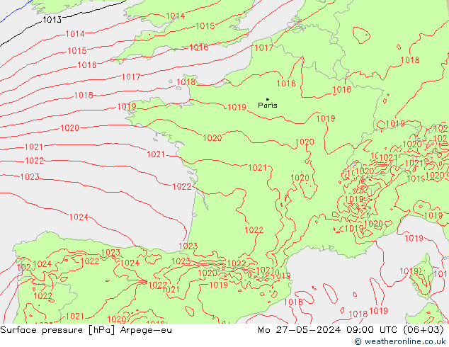 Luchtdruk (Grond) Arpege-eu ma 27.05.2024 09 UTC